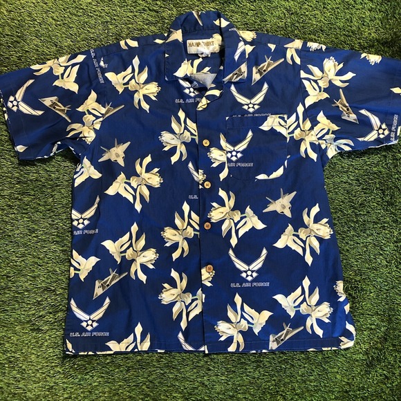 Eagle Crest Kamp Shirt Mens Size Large Hawaiian US Air Force USAF Military - Picture 1 of 5